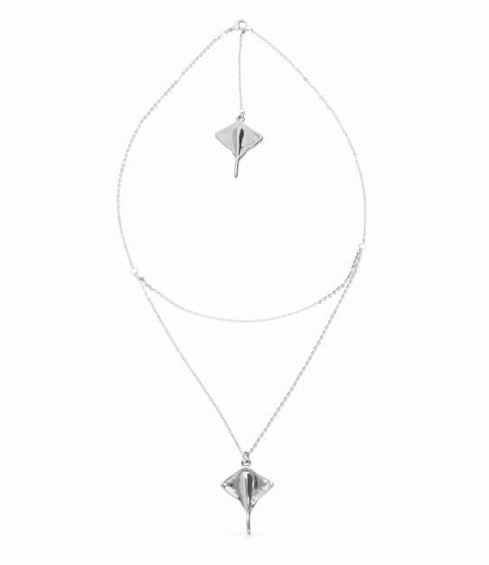 Multi strand chain necklace with manta ray